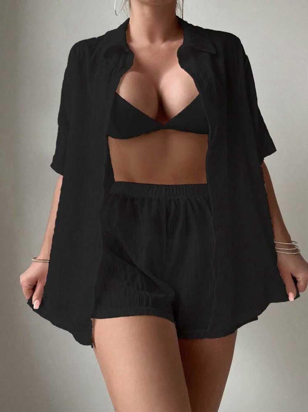 Black 2-Piece Set - Shorts, Shirt